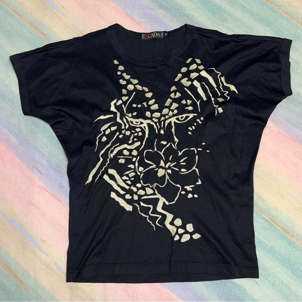 ESCADA - 90's t Shirt black embroidered size 38
